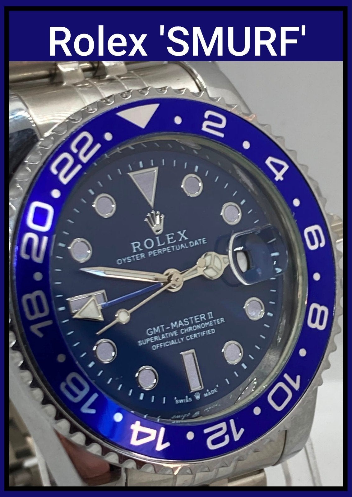ROL GMT Smurf met AUTO zwevende wijzer, Ophalen of Verzenden, Waterdicht, Nieuw, Blauw