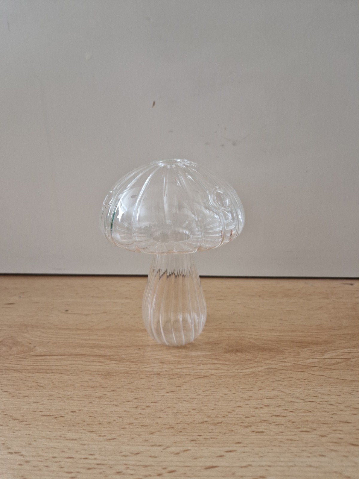 glazen paddestoel vaas vaasje doorzichtig herfst, Ophalen of Verzenden, Glas