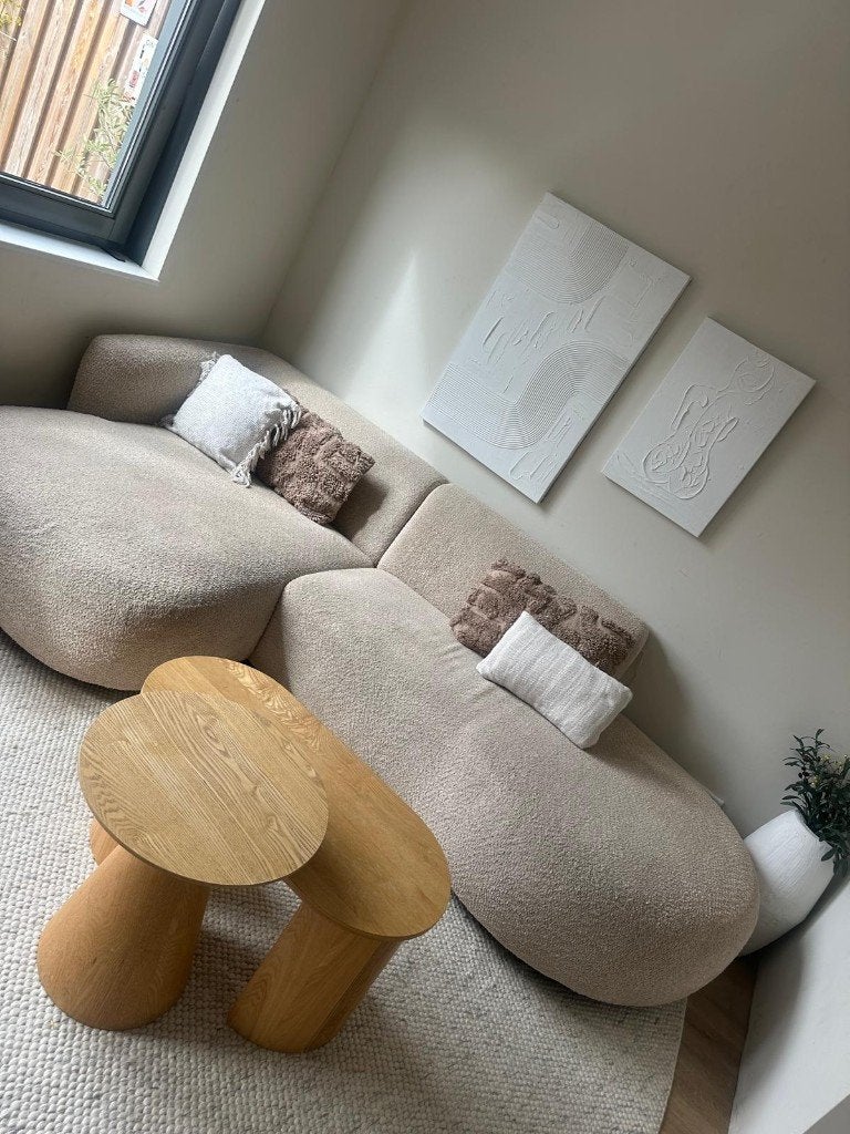 Teddy beige bank, Huis en Inrichting, Ophalen, 250 tot 300 cm, Gebruikt, 125 tot 150 cm