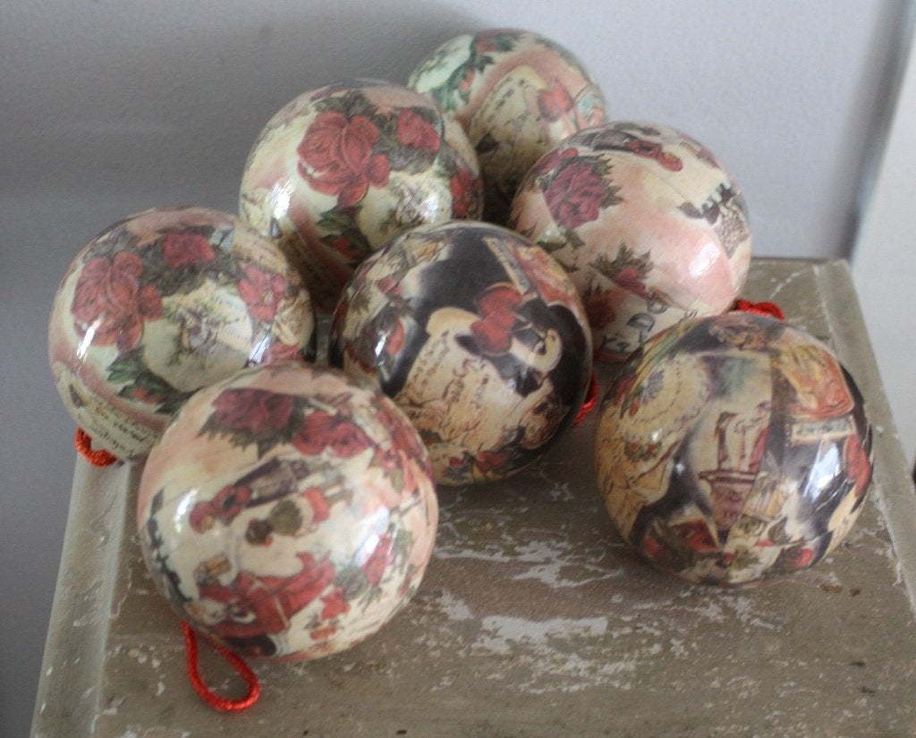 set van 7 vintage kerstballen kunststof, Diversen, Kerst, Ophalen of Verzenden, Gebruikt