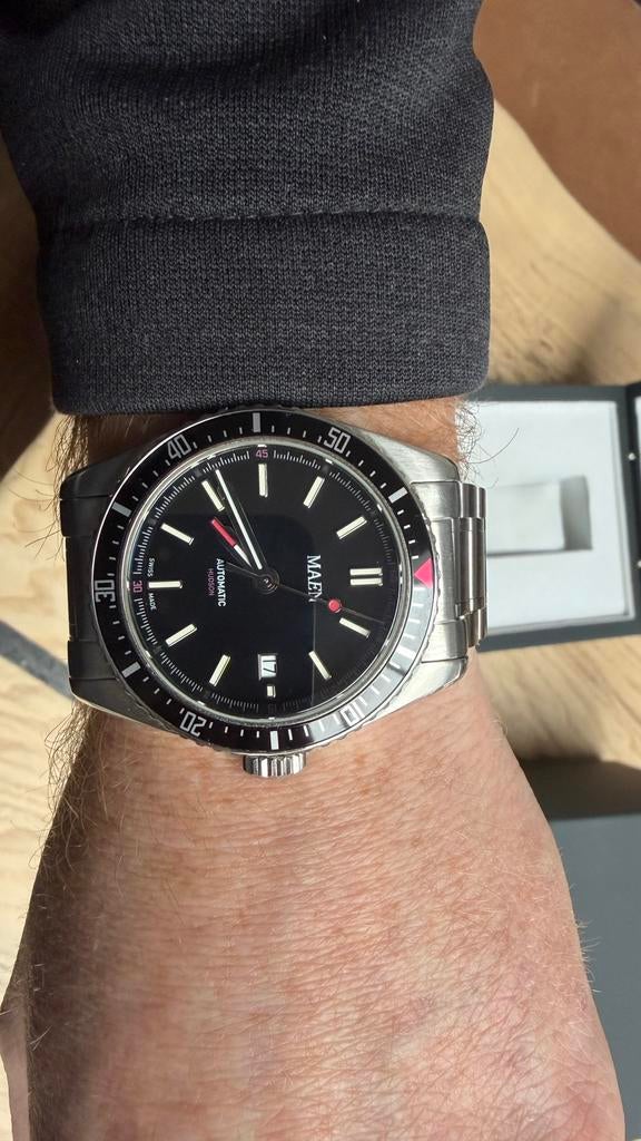 Maen Hudson 42 automatic, Ophalen, Zo goed als nieuw, Leer, Overige merken