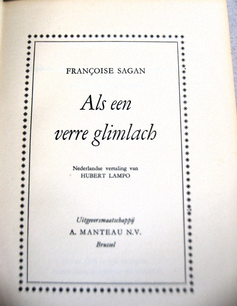Als een verre glimlach, Francoise Sagan uit 1956.1e druk, Ophalen of Verzenden, Francoise Sagan