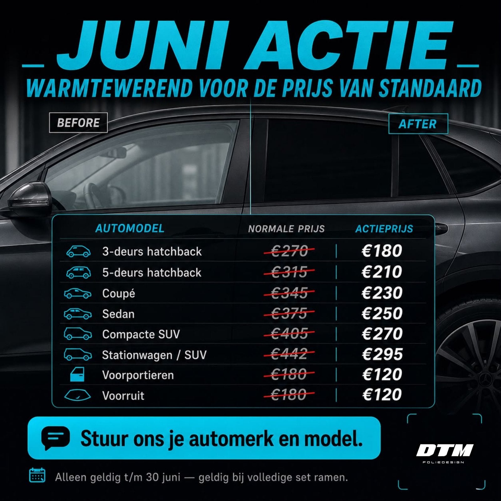 Ramen blinderen / autoruiten tinten JUNI ACTIE warmtewerend, Ophalen