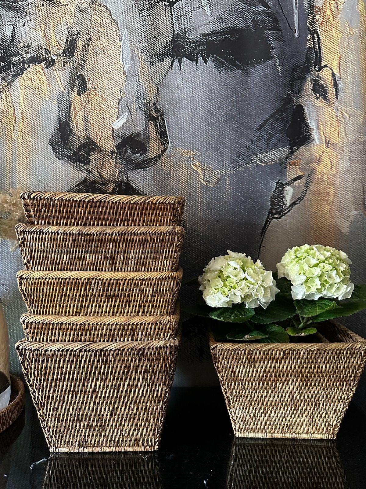 Rieten manden BIRMA RIET vierkant 27x27cm, Huis en Inrichting, Ophalen of Verzenden, Vierkant, Riet