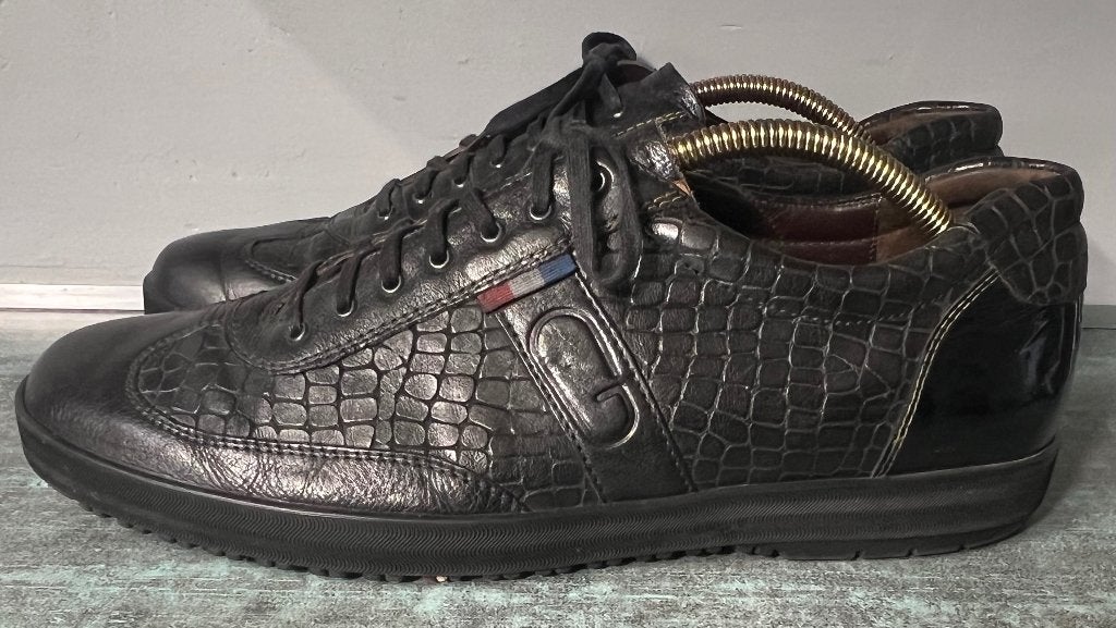 Gijs. Zwarte leren sneakers. Mt 43 1/2., Kleding | Heren, Schoenen, Zwart, Ophalen of Verzenden, Sneakers of Gympen, Zo goed als nieuw