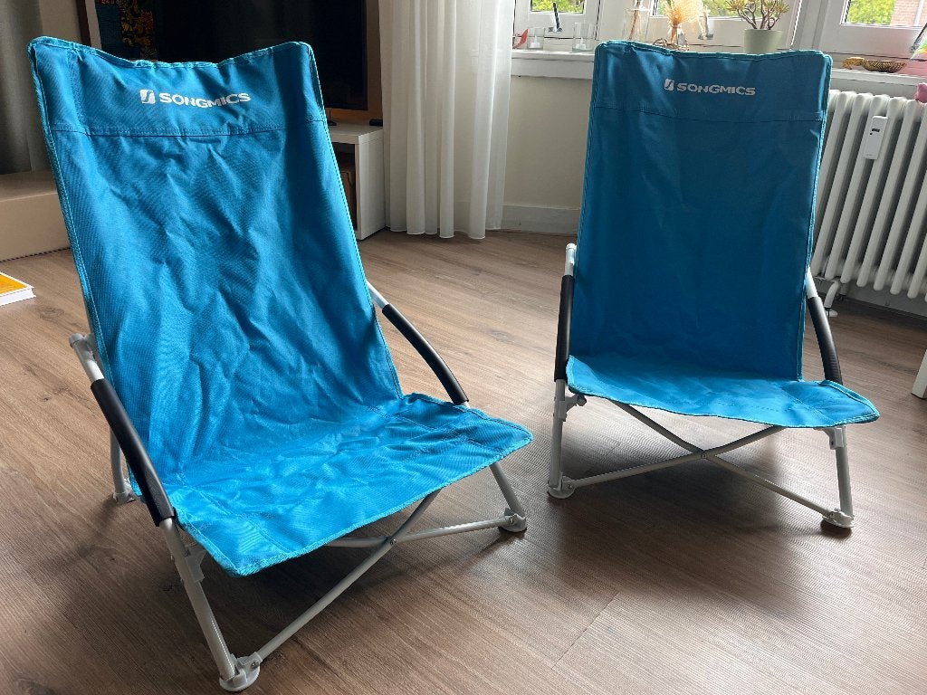 Twee opklapbare strand/park stoelen, Ophalen, Kunststof, Gebruikt, Twee