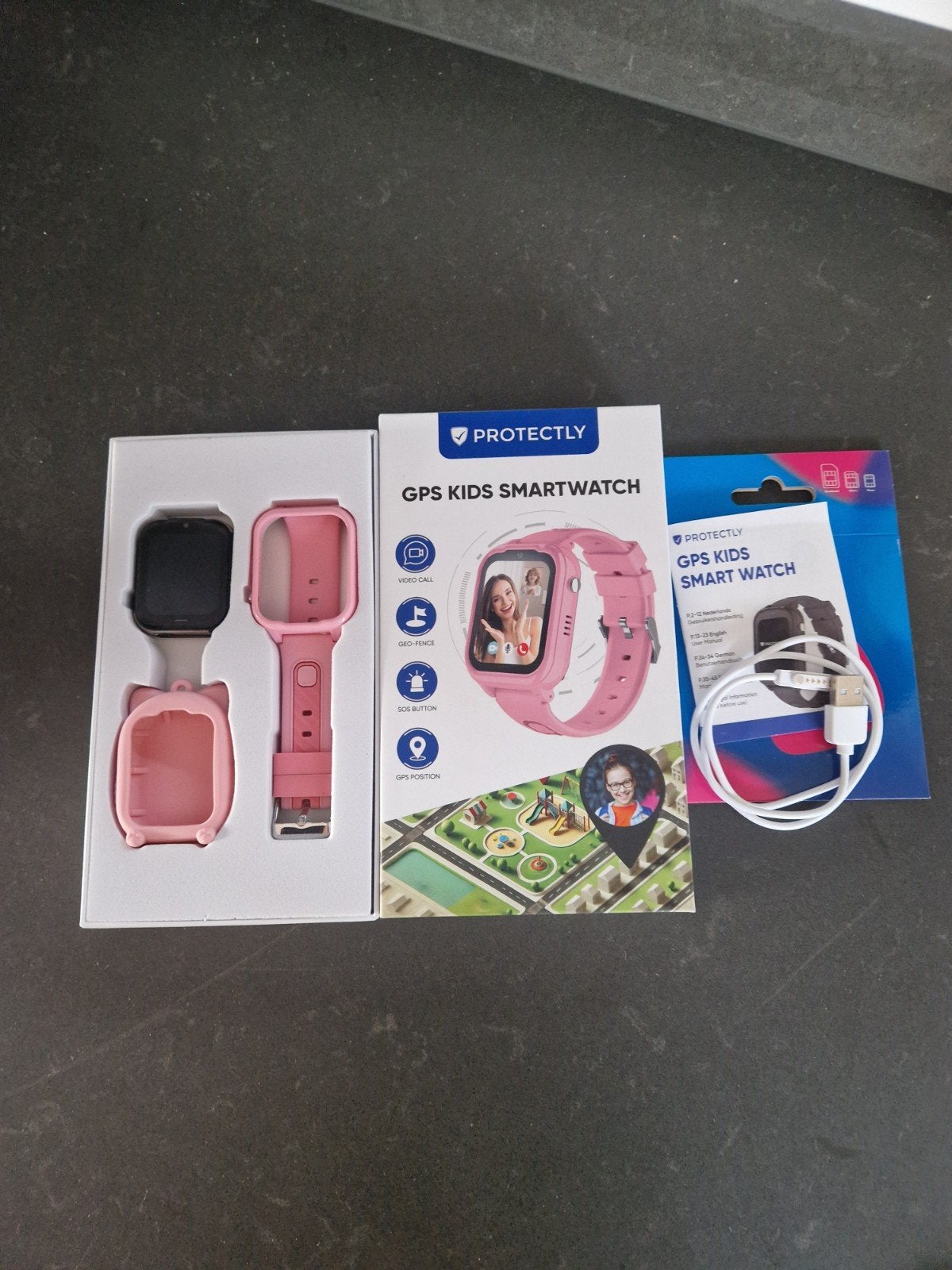Protectly GPS Kids Smartwatch Roze -, Ophalen of Verzenden, Zo goed als nieuw, Roze, GPS