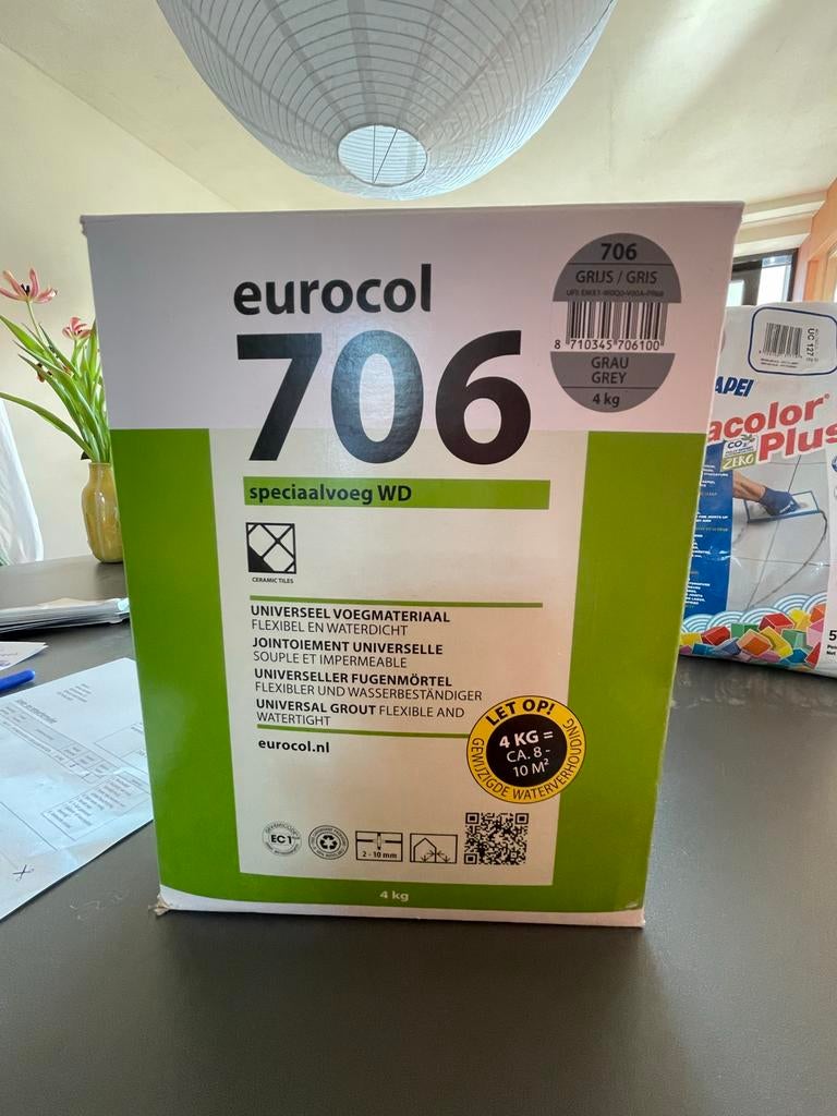 Eurocol voeg grijs, Doe-het-zelf en Verbouw, 10 m² of meer, Overige materialen, 60 cm of meer, Minder dan 20 cm