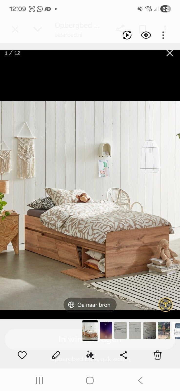 Als nieuw houten bed met veel opbergruimte, Ophalen, Eenpersoons, 140 cm, Zo goed als nieuw