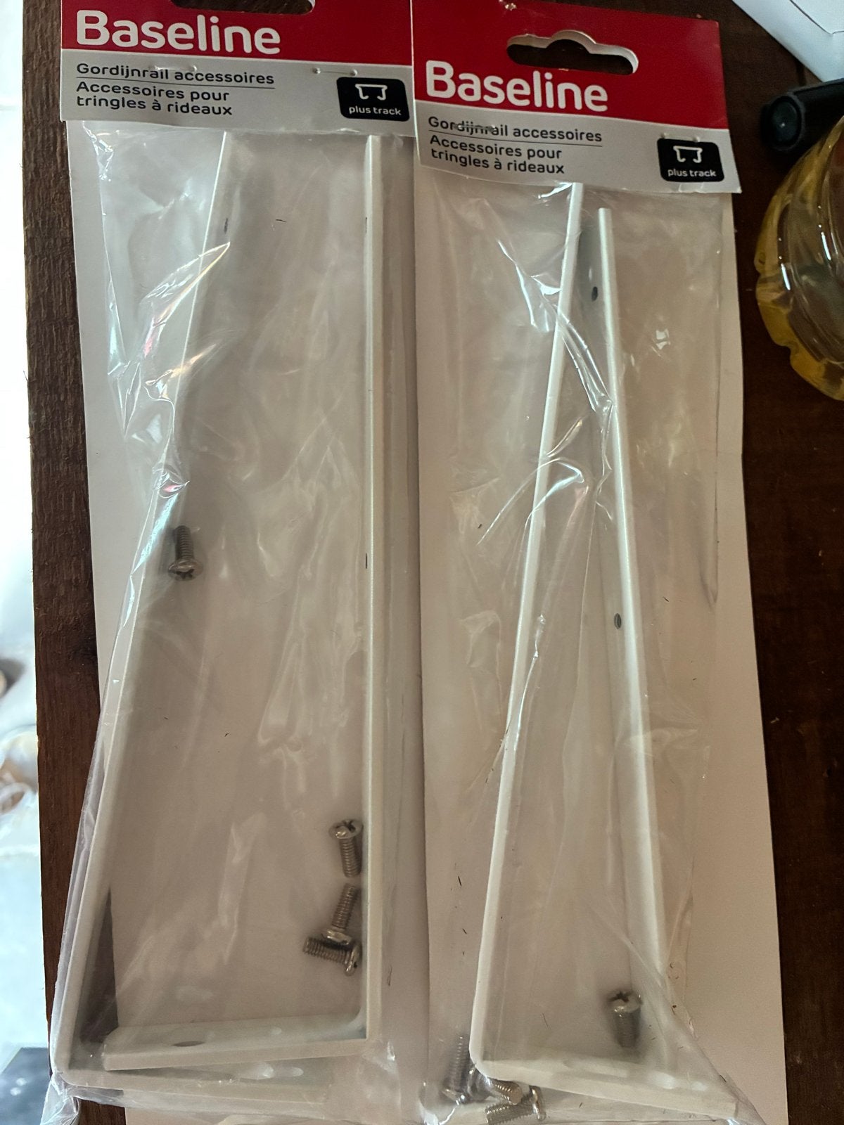 Wandsteun gordijnrails 20cm, 2x2 stuks nieuw in verpakking, Inclusief montageonderdelen, Overige merken, Wit, Metaal