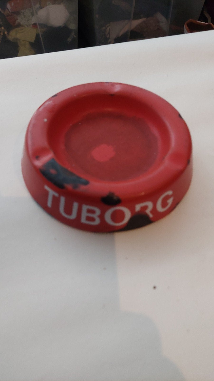 Vintage metalen asbakken - Tuborg en Juwe Duys, Verzenden, Gebruikt