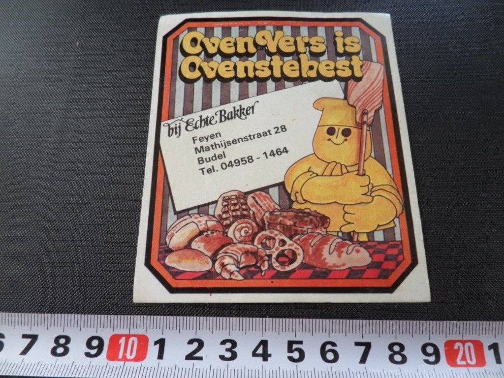 sticker Budel  Bij echte bakker Feyen Mathijsenstraat 28, Verzamelen, Ophalen of Verzenden, Zo goed als nieuw