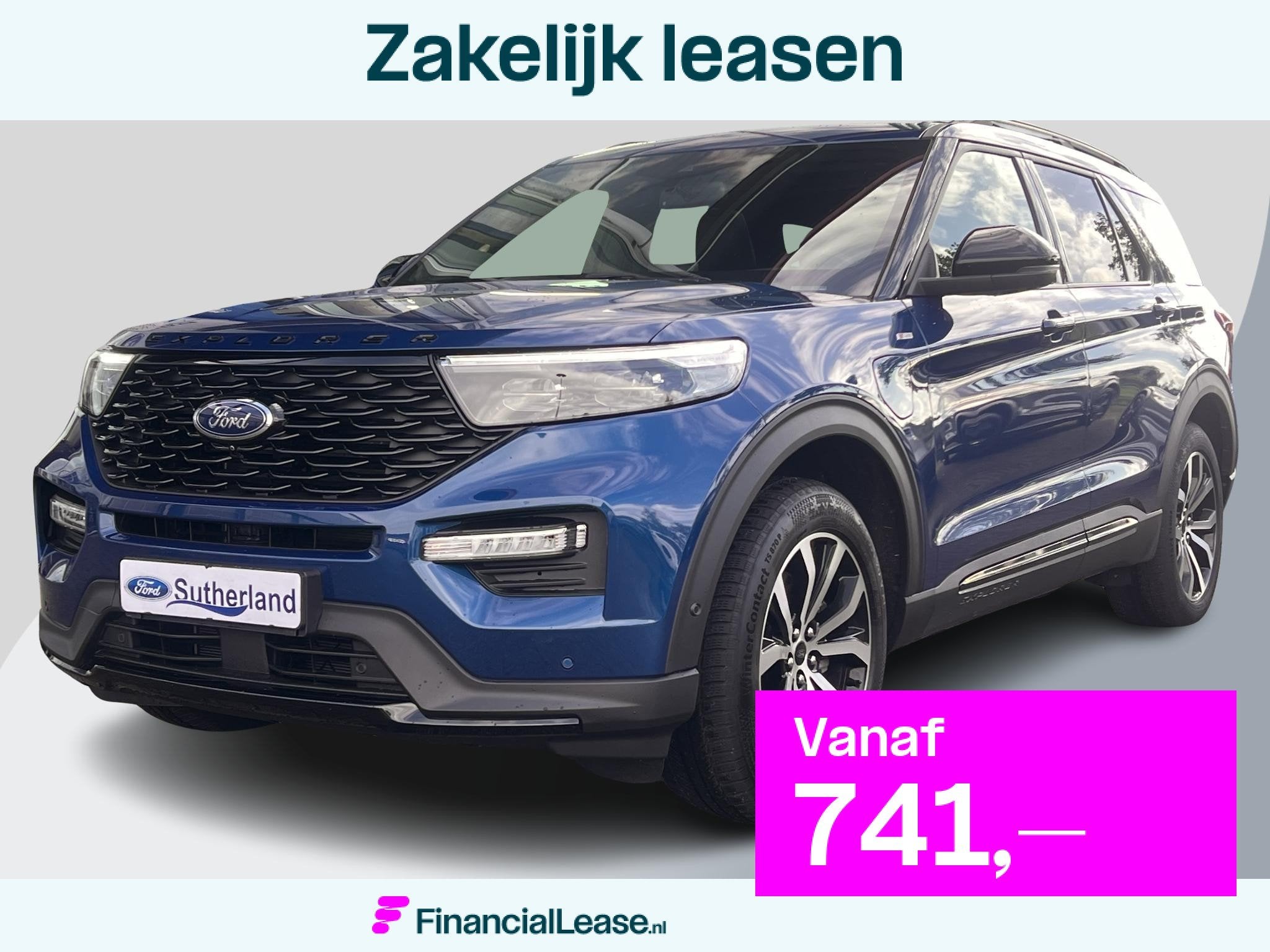Ford Explorer 3.0 V6 EcoBoost PHEV ST-Line | Trekhaak | Pano, Automaat, 14 kWh, Blauw, Bedrijf