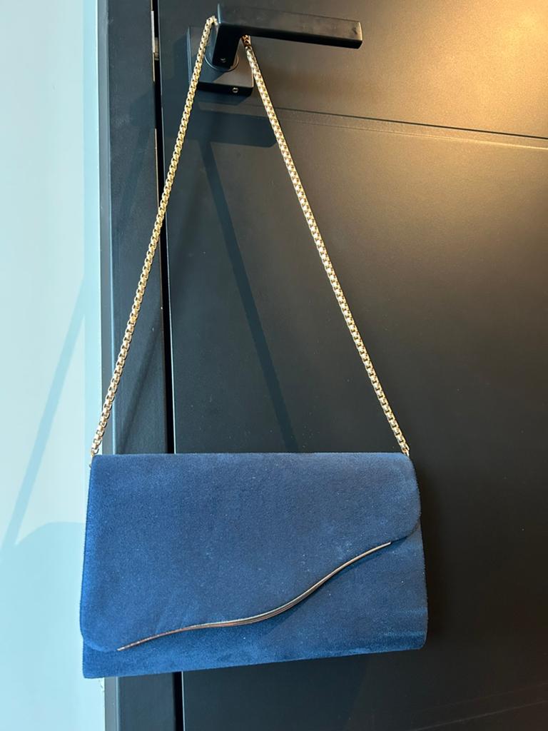 Leuk tasje/clutch, donkerblauw, soort velours, Kleding | Dames, Gelegenheidskleding, Ophalen of Verzenden, Zo goed als nieuw, Blauw