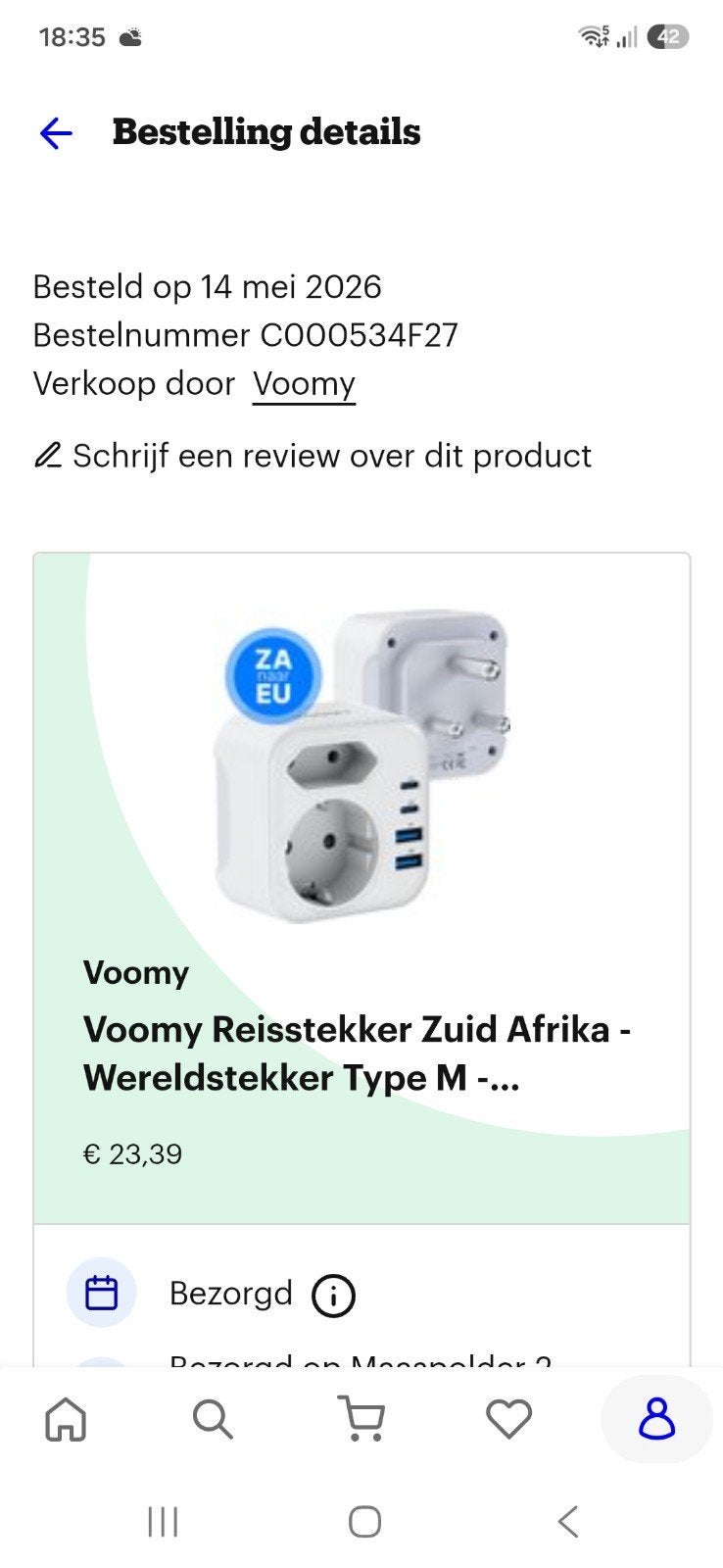 Voomy Reisstekker Zuid-Afrika - Wereldstekker Type M, Ophalen, Nieuw