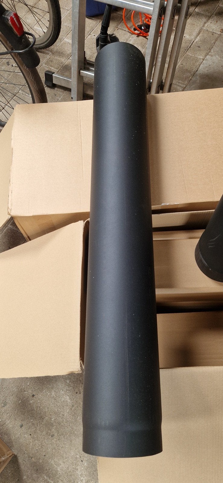 Zwarte stalen kachelpijp Ø150mm, diverse lengtes, Ophalen, Nieuw, Minder dan 2 meter, 80 mm of meer