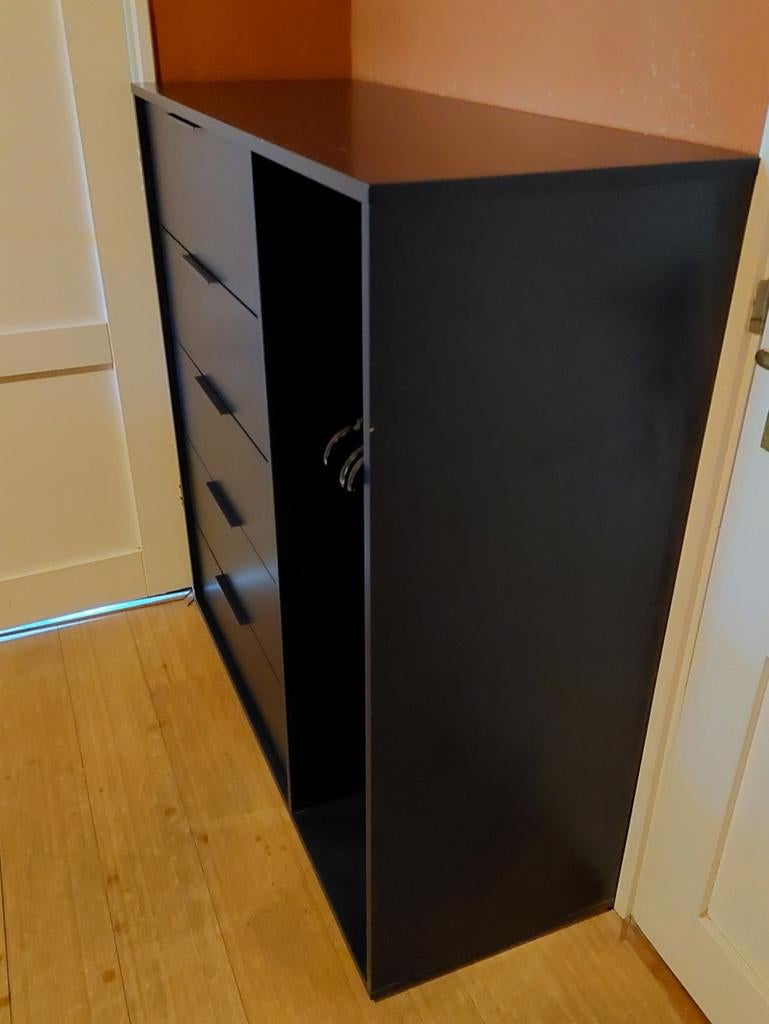 IKEA Ladekast met 5 laden en kledingrek - Blauw, Ophalen, Overige materialen, Gebruikt, 100 tot 150 cm