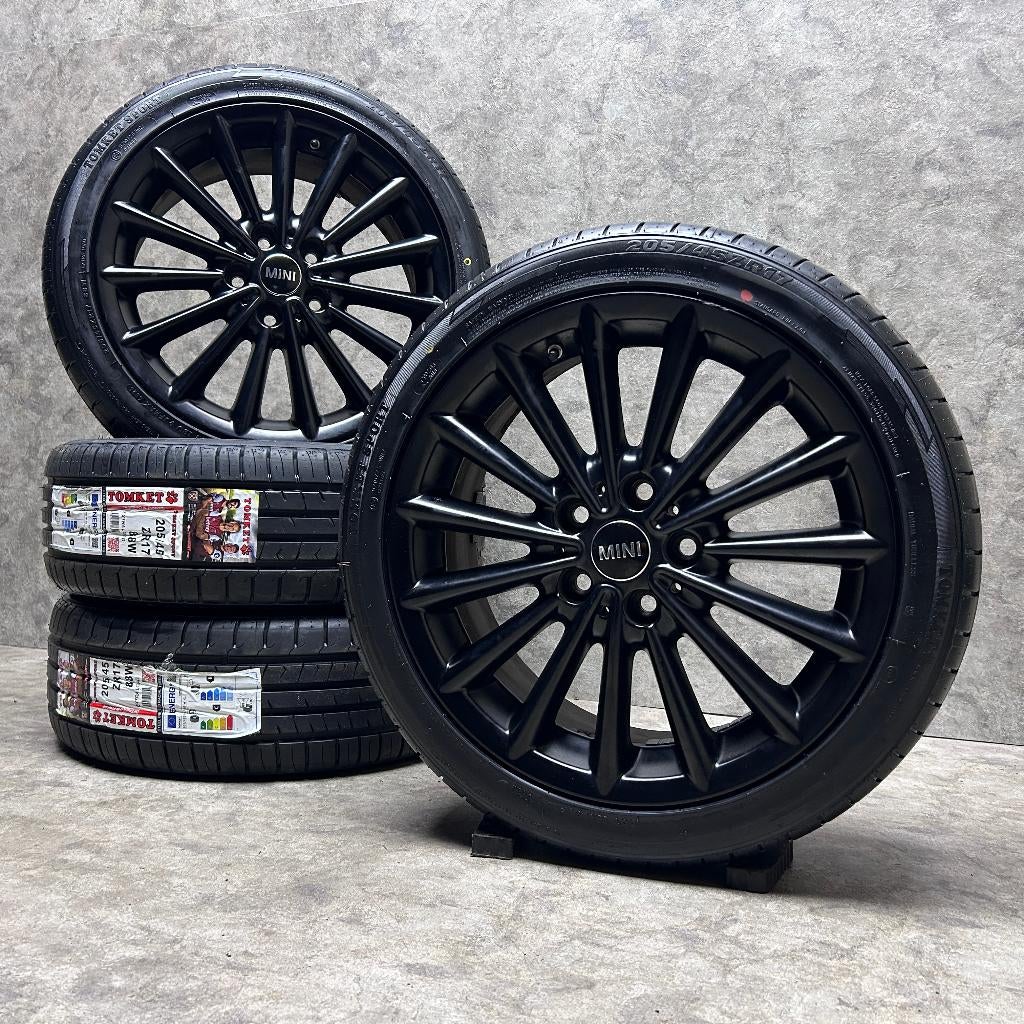 17 inch originele JCW velgen + zomerbanden Mini styling 505, Auto-onderdelen, Gebruikt, Banden en Velgen, Mini, 17 inch
