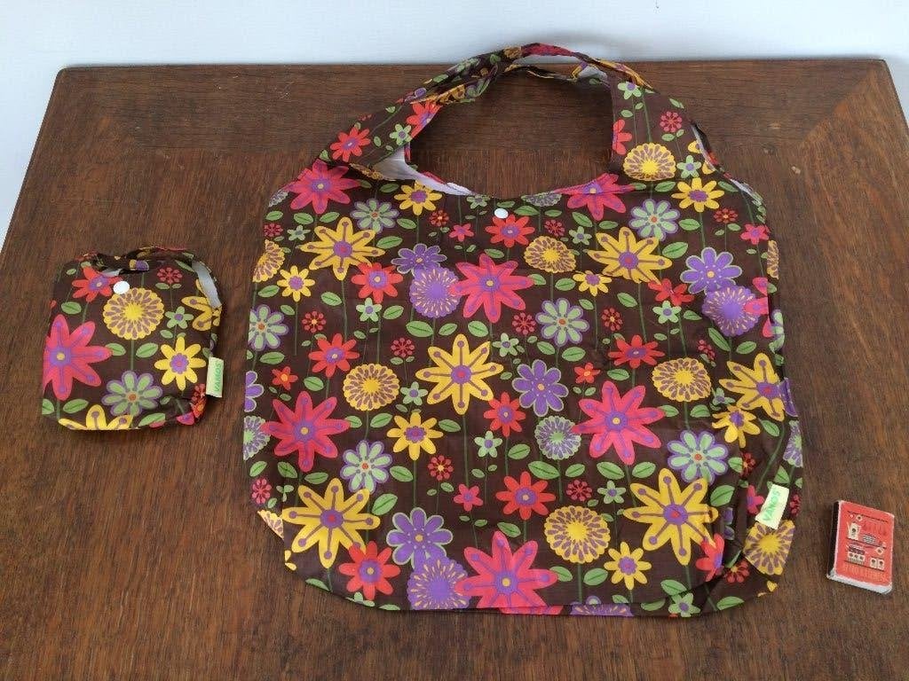 Hip kek opvouwbaar tasje fleurig kleurig vrolijk bloemetjes, Ophalen of Verzenden, Zo goed als nieuw, Overige kleuren, Shopper