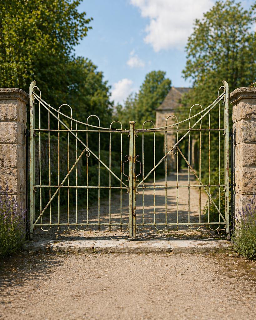 Antieke smeedijzeren poort 270x210 cm, Ophalen