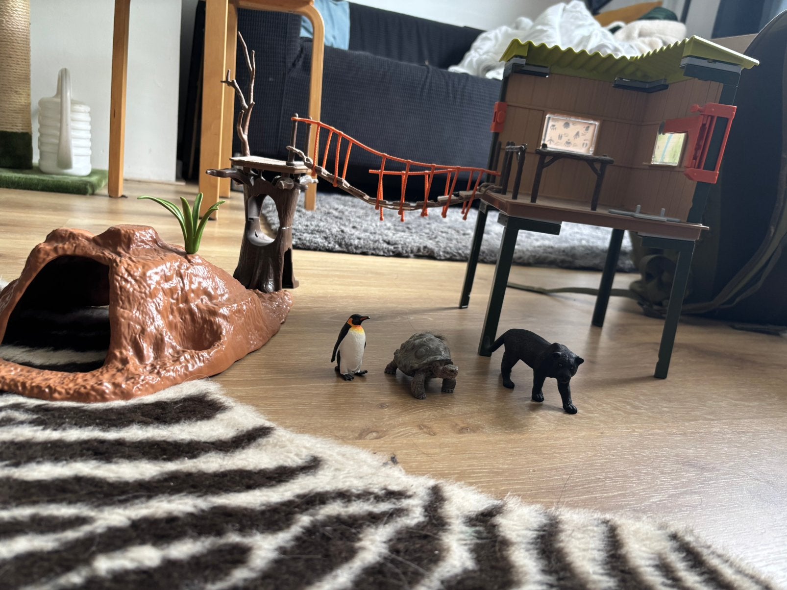 Schleich Touwbrug met 3 dieren, Kinderen en Baby's, Speelgoed | Overig, Ophalen of Verzenden, Gebruikt, Jongen of Meisje