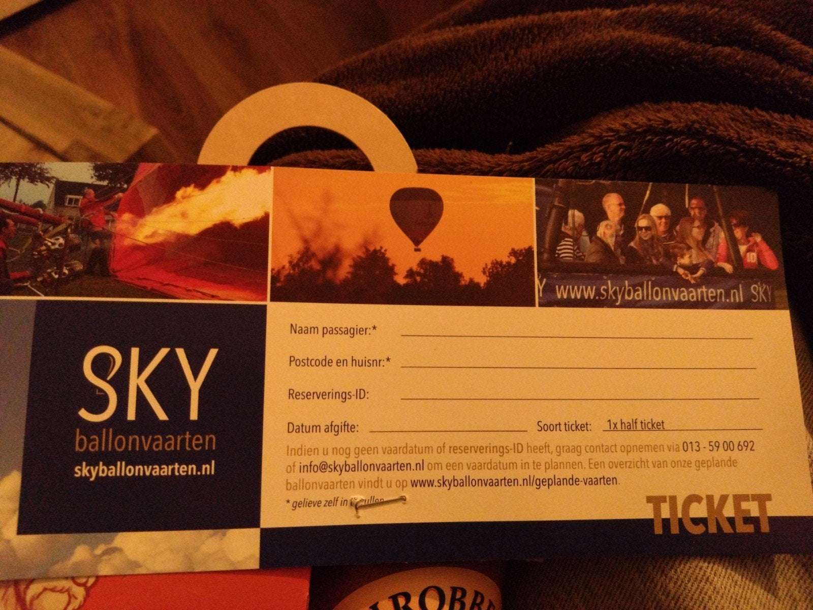 Half ticket sky ballonvaarten uit Tilburg, Tickets en Kaartjes, Recreatie | Overige, Eén persoon, Ticket of Toegangskaart
