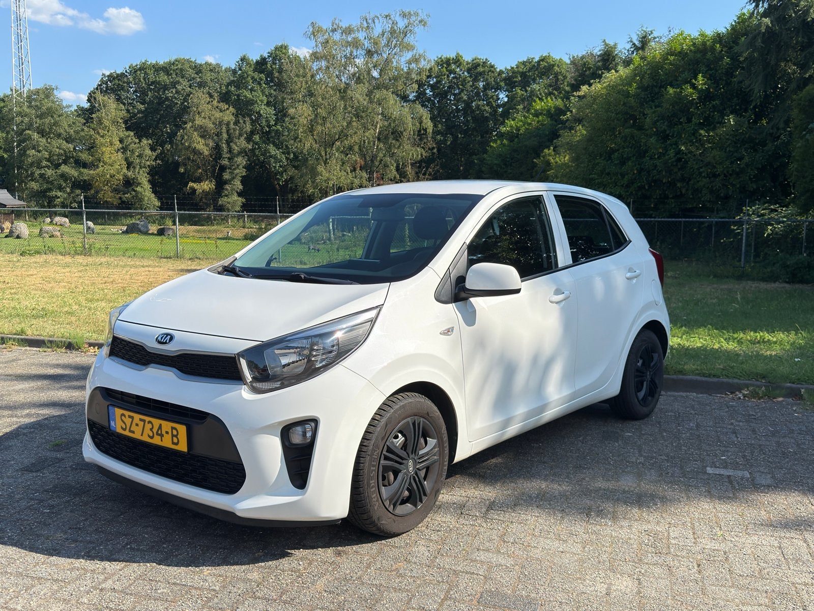Kia Picanto 1.0 Cvvt 67pk 5-zits 2018 Wit, Auto's, Voorwielaandrijving, Start-stop-systeem, Zwart, 4 stoelen