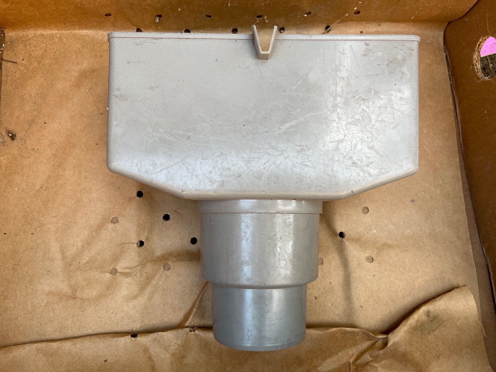 Grijze PVC vergaarbak voor dakgoot of regenpijp, Ophalen, Afvoer, Gebruikt, Pvc