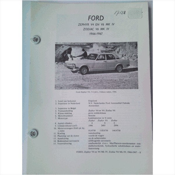 Ford Zephyr V4 en V6 Zodiac V6 Vraagbaak losbladig 1966-1967, Ophalen of Verzenden, Gelezen, Ford