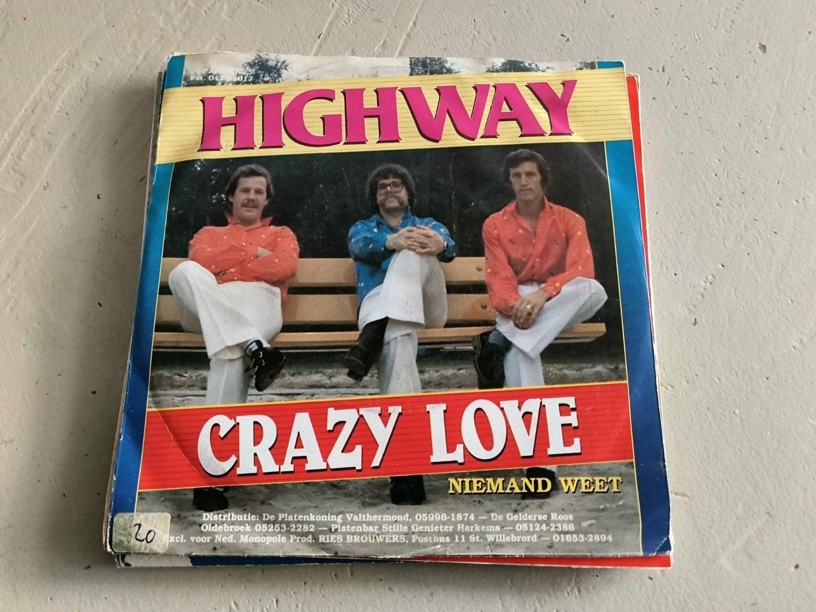 Highway - Crazy Love / Niemand Weet (Vinyl Single), Gebruikt, 7 inch, Ophalen of Verzenden, EP
