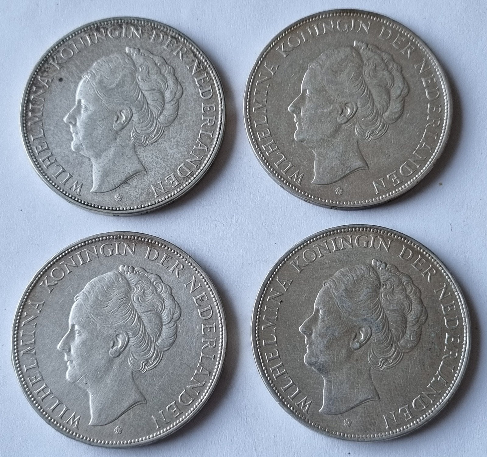 4 Zilveren Wilhelmina rijksdaalders., Postzegels en Munten, Munten | Nederland, Setje, Zilver, Ophalen of Verzenden, Koningin Wilhelmina