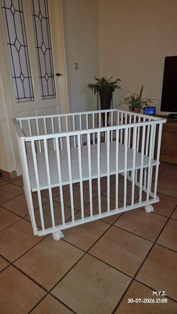 Cabino, witte inklapbare kinder box, Ophalen, Gebruikt, Rechthoekig, In hoogte verstelbaar