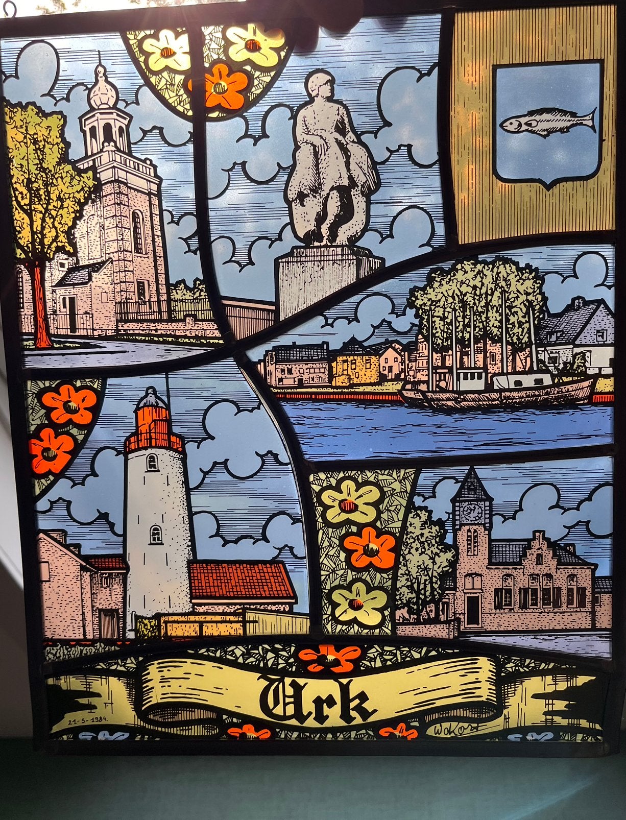 Glas in lood raampje “Urk”, Huis en Inrichting, Ophalen of Verzenden, Zo goed als nieuw, Glas