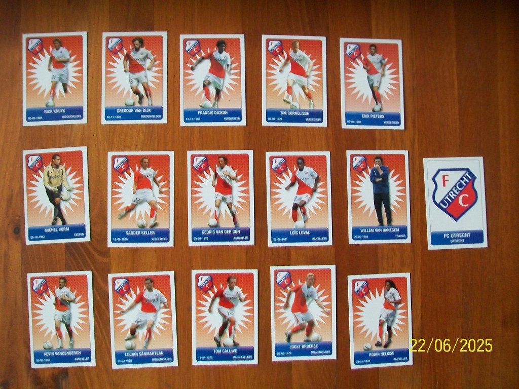 16 Voetbalplaatjes FC Utrecht seizoen 2007 - 2008, Verzenden, Zo goed als nieuw, F.C. Utrecht, Poster, Plaatje of Sticker