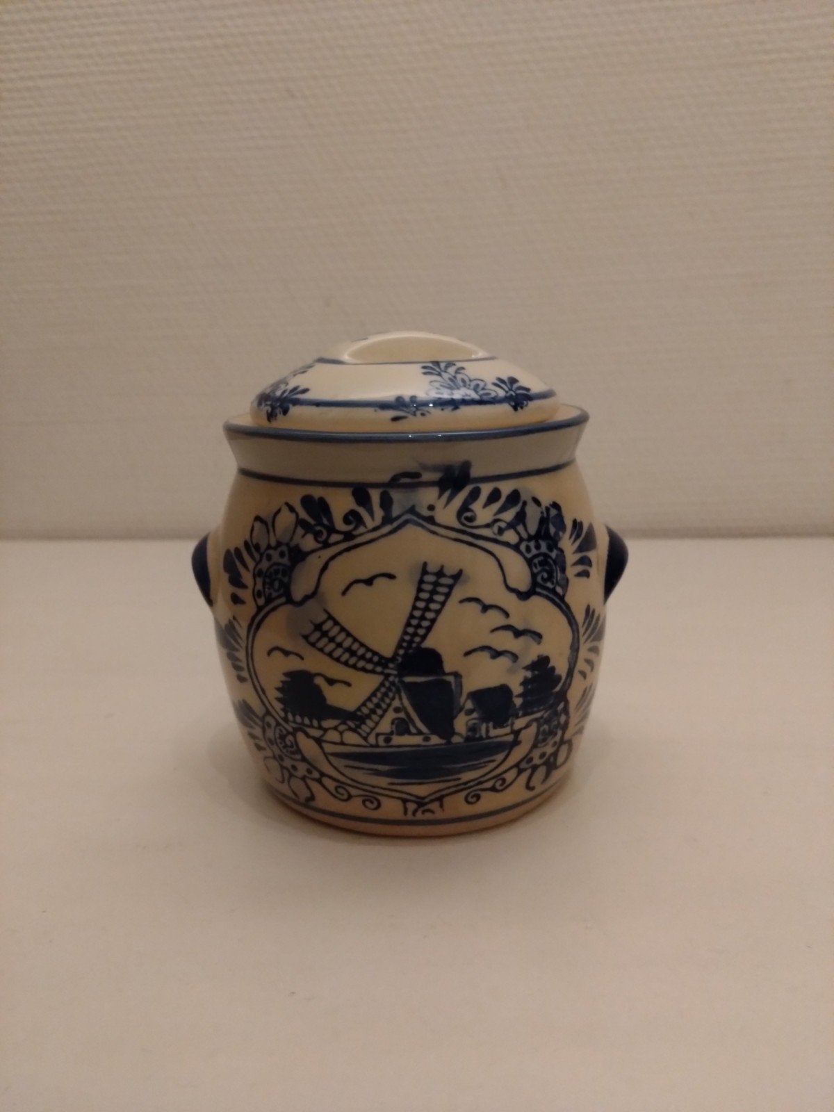 Delfts Blauw Potje met Molen Decoratie, Ophalen of Verzenden