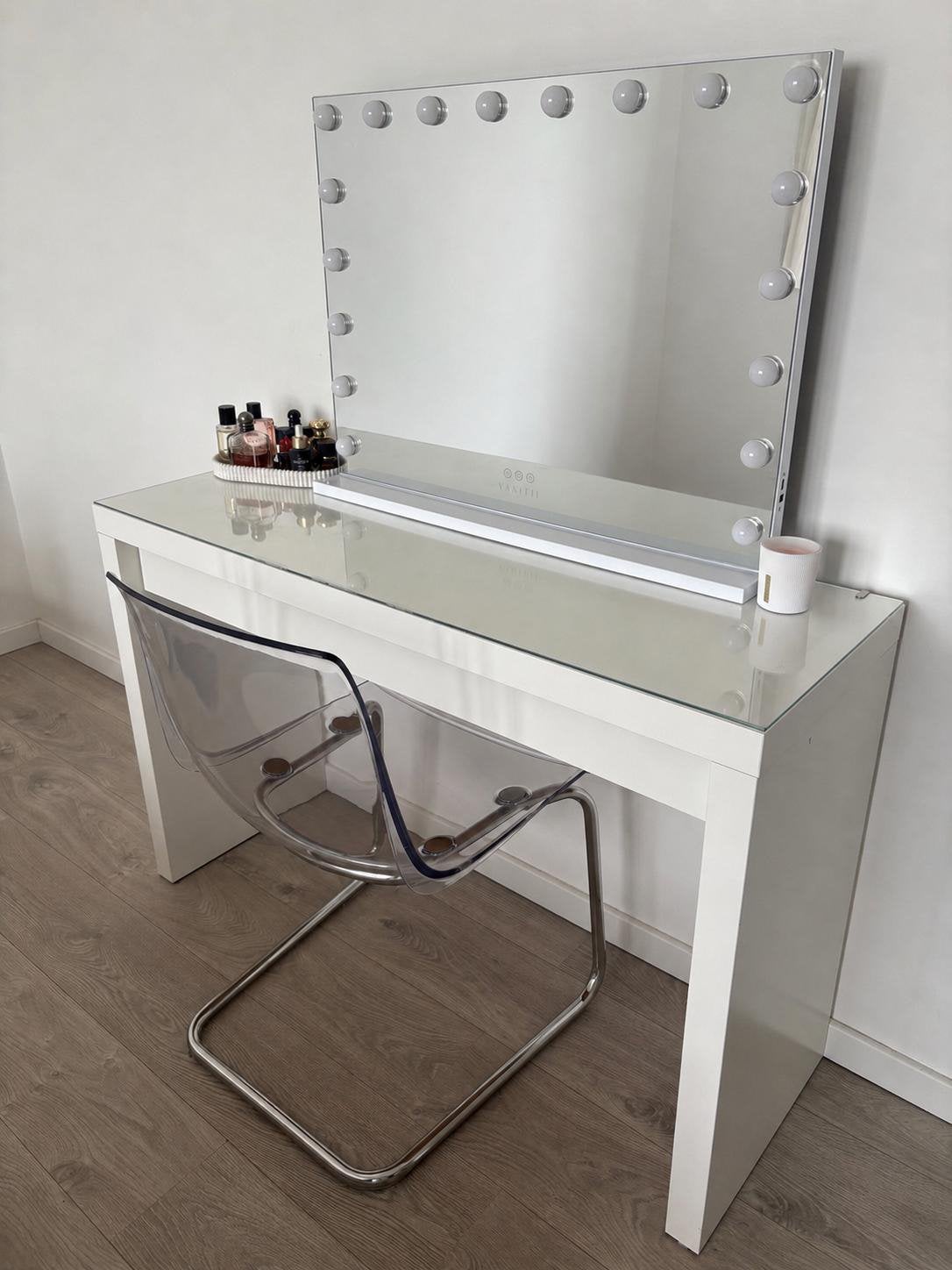 Luxe make-up tafel met Hollywood Spiegel – ZGAN!, Ophalen, Zo goed als nieuw, 50 tot 100 cm, 100 tot 150 cm