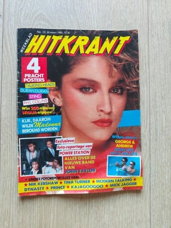 Hitkrant no. 13, 1985 cover Madonna., Verzamelen, Tijdschriften, Kranten en Knipsels, Ophalen of Verzenden, 1980 tot heden, Nederland