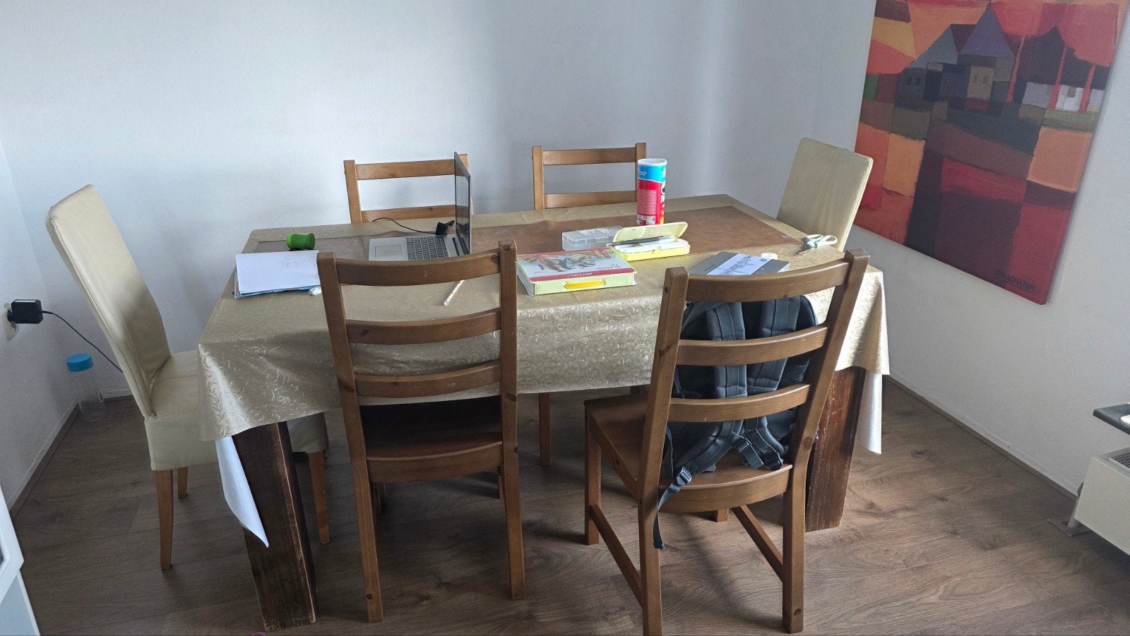 Houten eettafel met stoelen, Ophalen, Gebruikt, Klassiek, Vier personen