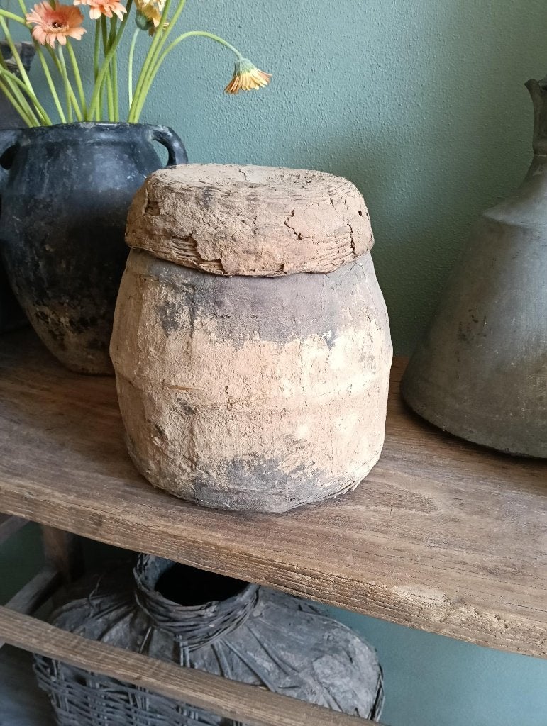 Leemmand met deksel 28 cm hoog, Overige materialen, Nieuw, Ophalen of Verzenden, Landelijk