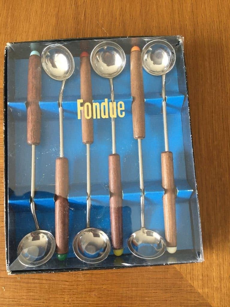 Vintage zes fonduelepels– originele verpakking (ca. ’60-’70), Ophalen of Verzenden, Huis en Inrichting