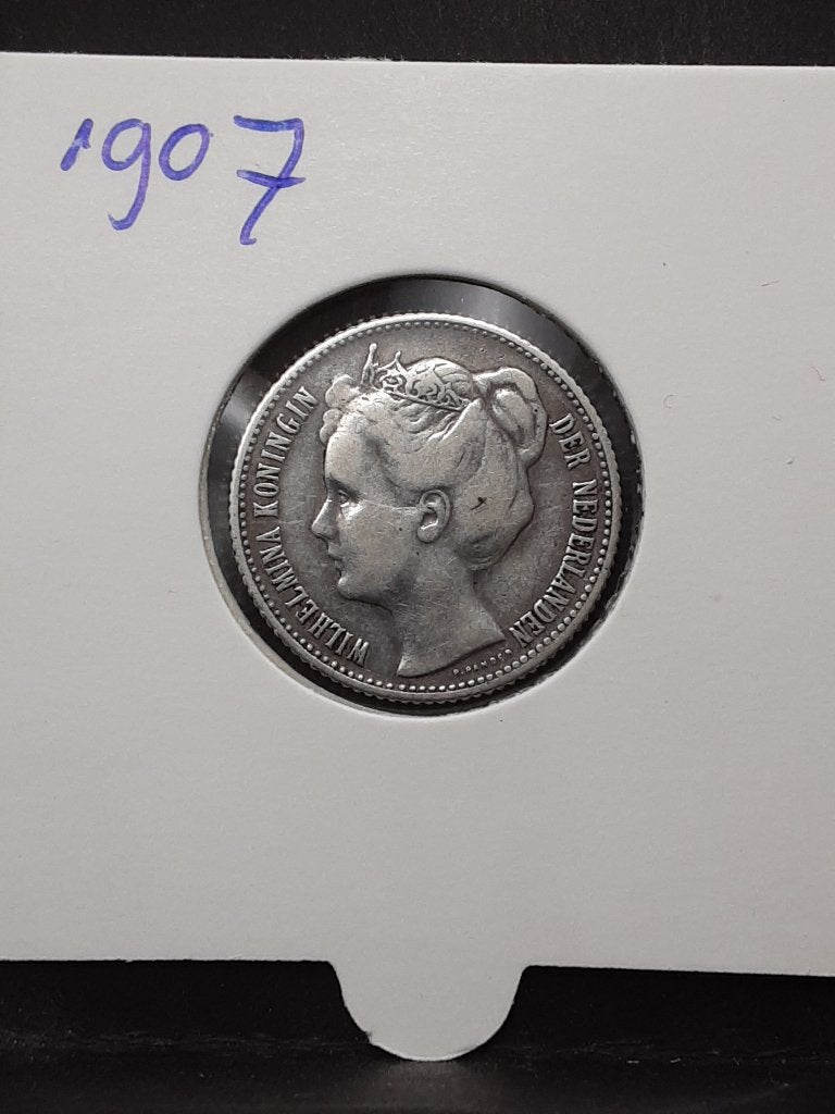 1/2 gulden 1907 Koningin Wilhelmina, ½ gulden, Verzenden, Zilver, Koningin Wilhelmina