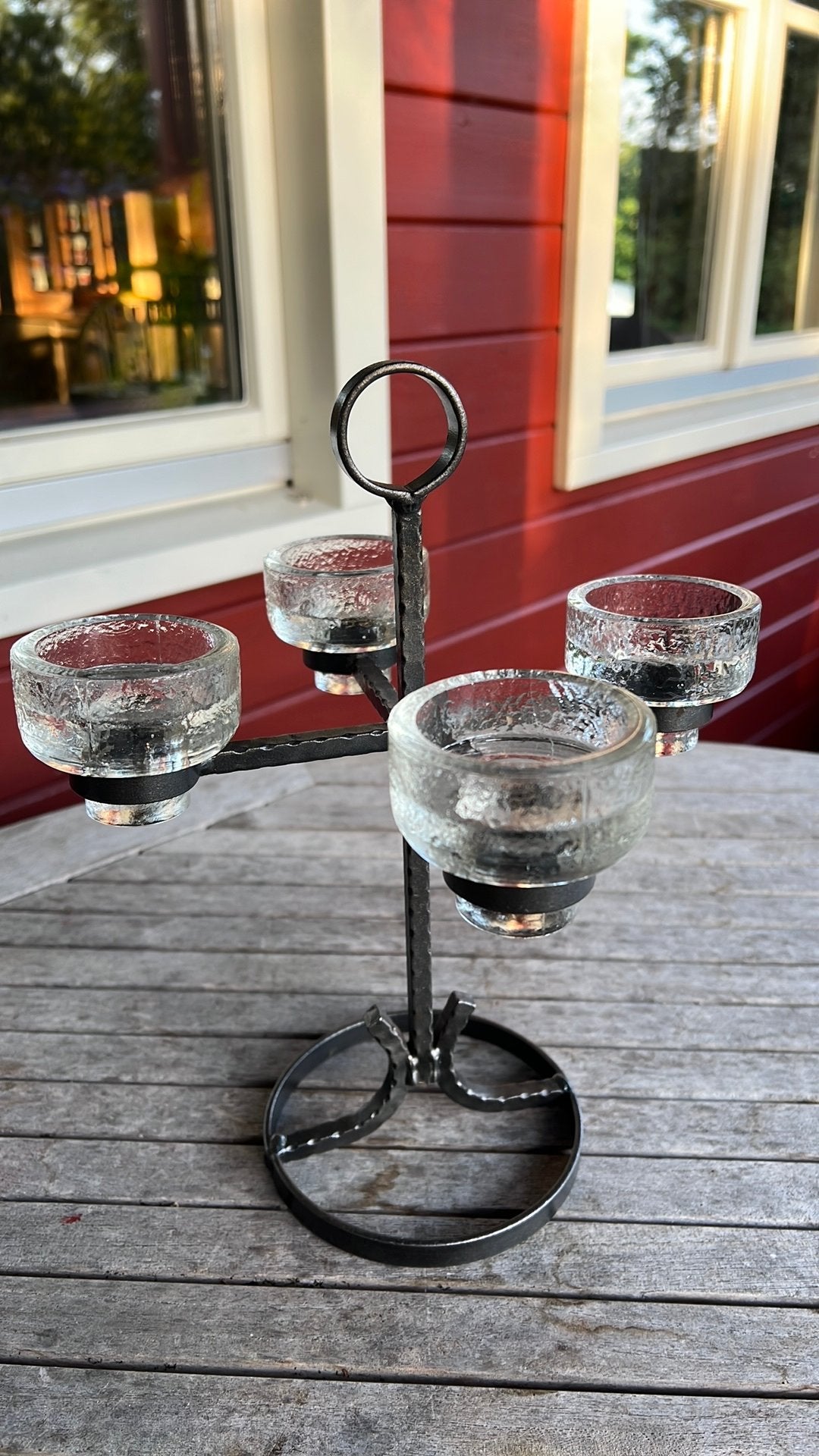 Kandelaar uit Zweden smeedijzer / kristal ADVENT, Ophalen of Verzenden