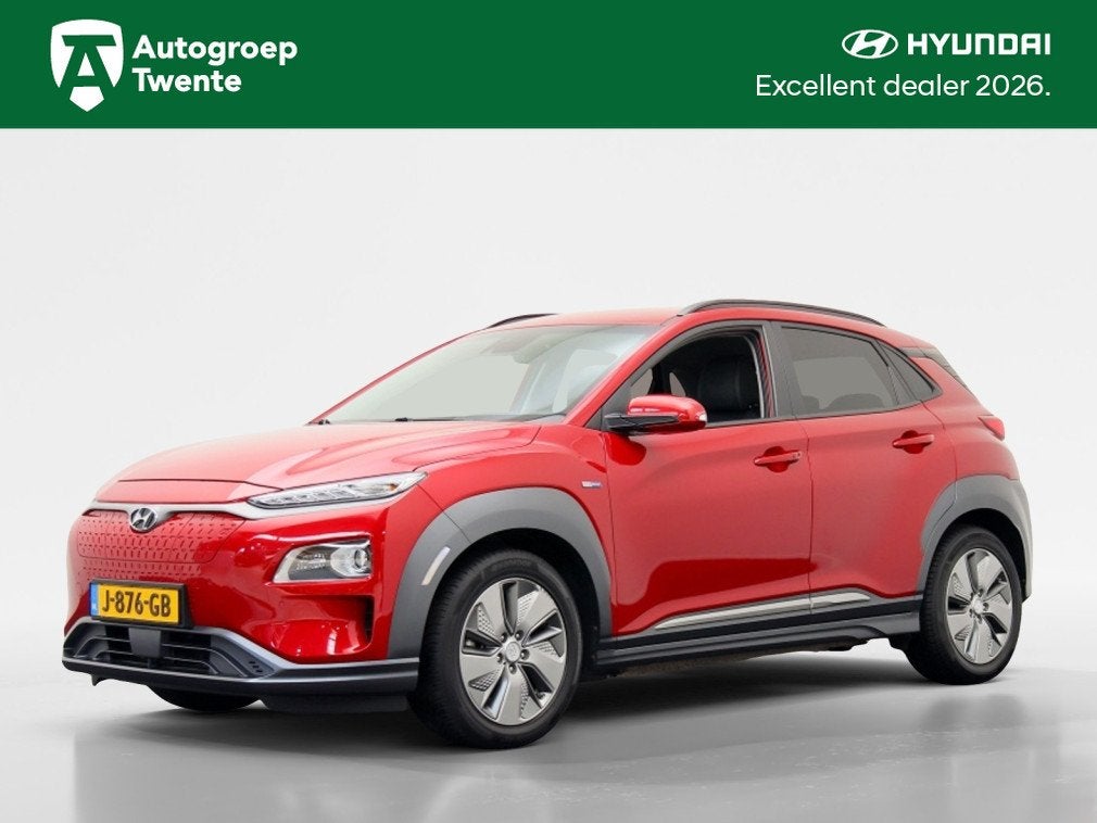 Hyundai KONA EV Premium 64 kWh | SOH 93% | Dealer onderhoude, Auto's, Hyundai, 0 cilinders, Gebruikt, Zwart, Leder