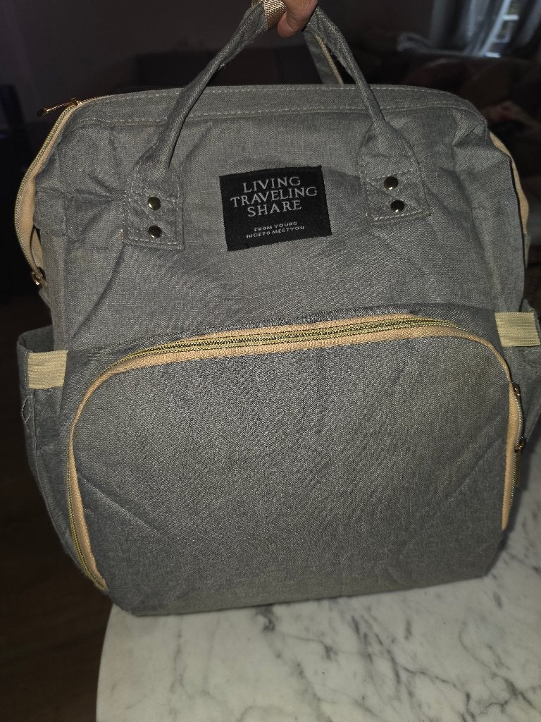 Luiertas - Diaper bag  - with foldable baby bed, Ophalen, Zo goed als nieuw, Rugzak, Grijs