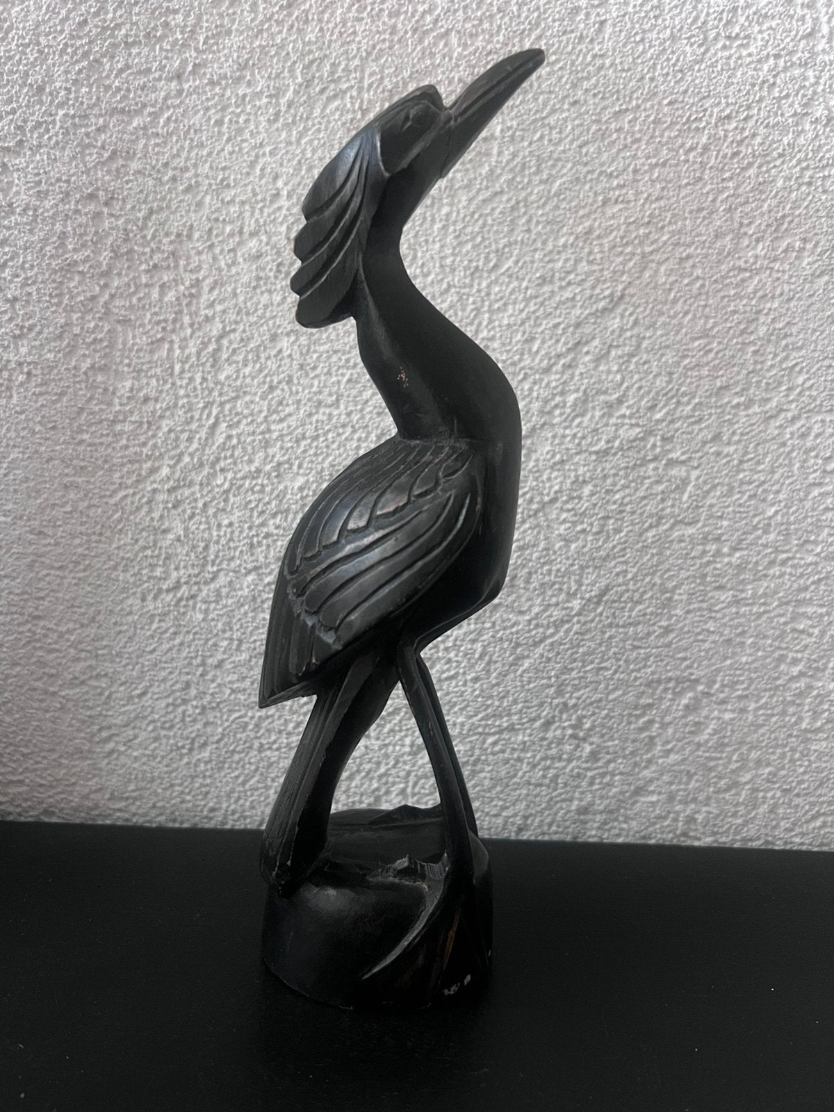Houten beeld van een vogel, donkerbruin, Ophalen of Verzenden, 20 - 50 cm, Beeld, Hout