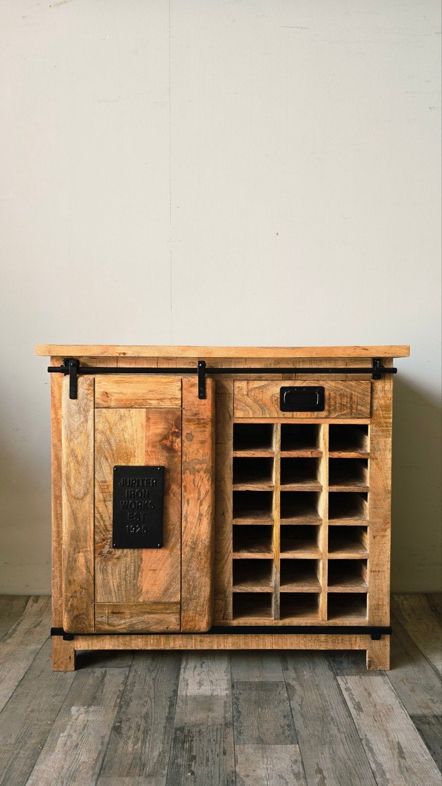 Industriële Mango Houten Wijnkastje/Dressoir Nieuw, Ophalen of Verzenden, Nieuw