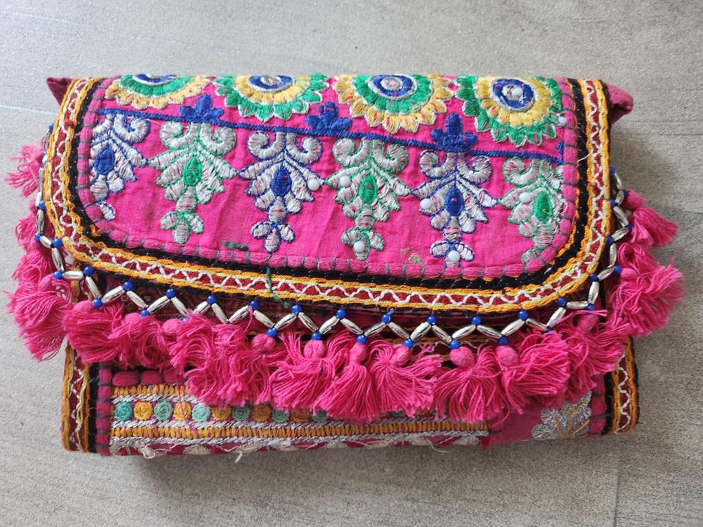 Handgemaakte Indiase Tas Roze Katoen - Vrolijk Patroon, Sieraden, Tassen en Uiterlijk, Tassen | Damestassen, Verzenden, Nieuw