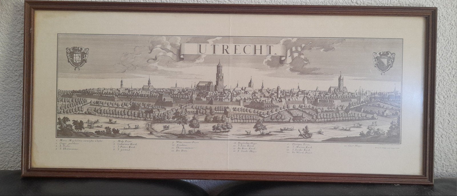 Stadsgezicht Utrecht anno 1720, ca. 55x25cm, Antiek en Kunst, Kunst | Etsen en Gravures, Ophalen of Verzenden