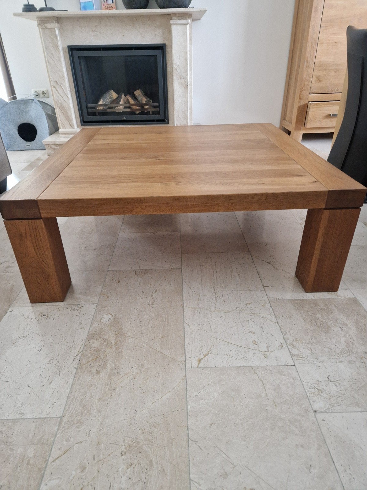 Eiken salontafel 110x110 cm, Ophalen, Gebruikt, 100 tot 150 cm, 100 tot 150 cm