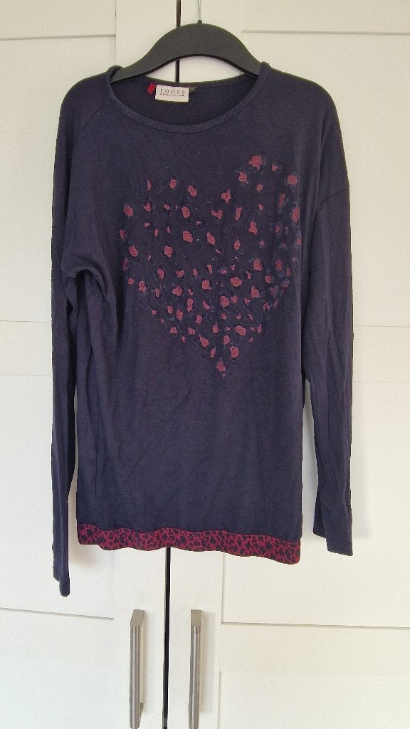 LOOXS donkerblauw shirt met rood Panter hart maat 176, Meisje, Ophalen of Verzenden, Zo goed als nieuw, Shirt of Longsleeve
